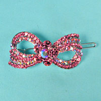 Bow Flower Crystal Rhinestone Barrette