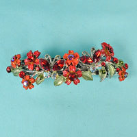 Flower Barrette with Rhinestones