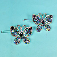 Set of Two Butterfly Crystal Rhinestone Barrettes