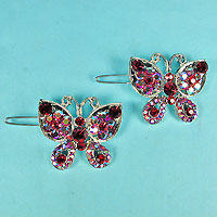 Set of Two Butterfly Crystal Rhinestone Barrettes