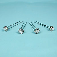 Hair Pins with Pearl and Rhinestones