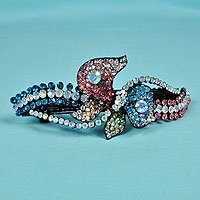 Large Multicolored Crystal Rhinestone Barrette