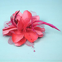 Flower Feather Beaded Clip and Pin Hair Accessory