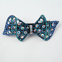 Large Rhinestone Barrette in a Bow Design.