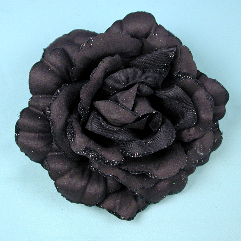 Large Flower Hair Clip and Ponytail Fastner with Glitter, a fashion accessorie - Evening Elegance