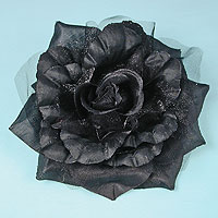 Fabric and Sparkle Gauze Flower Hair Clips