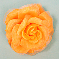 Fabric and Sparkle Gauze Flower Hair Clips