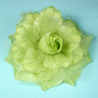 Fabric and Sparkle Gauze Flower Hair Clips