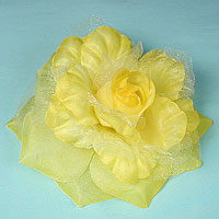 Fabric and Sparkle Gauze Flower Hair Clips