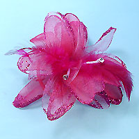 Chiffon, Net, Feather and Glitter Hair Clip