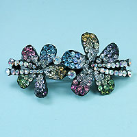 Multicolored Two Flower Barrette