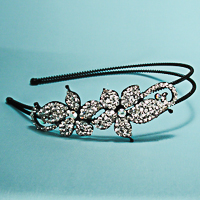 Crystal Rhinestone Headband with Flowers