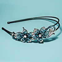 Crystal Rhinestone Headband with Flowers