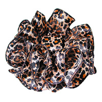 Small Leapord Clip Claw Ruffled Hair Bow