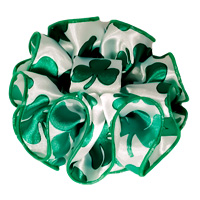 Shamrock Satin Chiffon Claw Jaw Clip Ruffled Fabric Bow