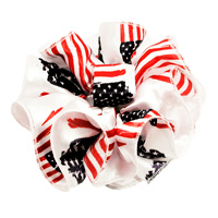 Navy Red White Striped Flag Claw Jaw Clip Ruffled Bow