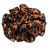 Cheetah Print Satin Chiffon Claw Jaw Clip Fabric Bow