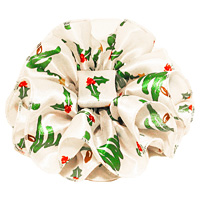 White Holly Christmas Satin Large Clip Claw Ruffled Hair Bow