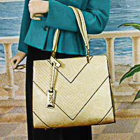 Large Chevron Design Shoulder Handbag with Matching Wrist Wallet
