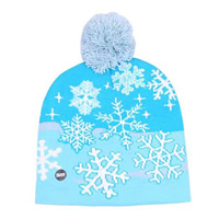 Turquoise and Light Blue Lighted Beanie Snowflake Hat