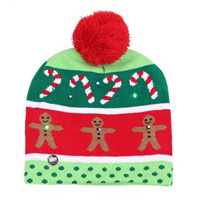 Gingerbread Men and Candy Canes Lighted Beanie