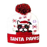 Santa Paws Beanie with Cute Dog over Cuff