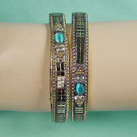 Set of Two Bangle Bracelets with Stones