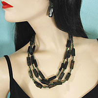 Three Strand Necklace and Earrings Set