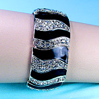 Stunning Black and Silver Bracelet  in a Wave Design