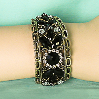 Stunning Black and Gold Wide Bracelet