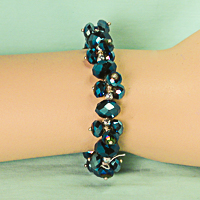 Beaded Bracelet with Teal Iris Beads and Silver Spacers