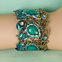 Wide Turquoise Bracelet in a Scrolled Vintage Design