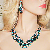 Large Crystal Rhinestone Statement Bib Necklace Solid/Multi Colors