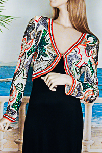 Beaded and Sequined Multi Color Bolero Jacket