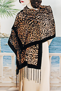 Luscious Animal Print Velvet Shawl 