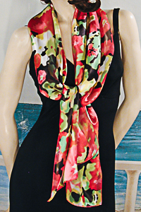 Bright Neck Scarf with Ink Blot Design