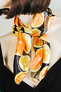 Orange Print Small Square Neck Scarf