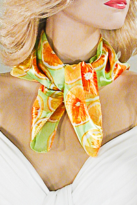 Orange Print Small Square Neck Scarf