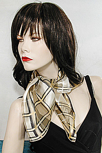 Plaid Neck Scarf with Browns, Black and White