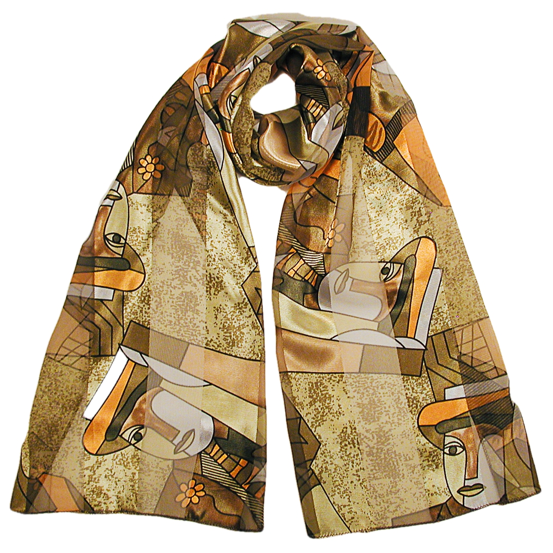 Picasso Long Silky Print Neck Scarf Wrap, a fashion accessorie - Evening Elegance