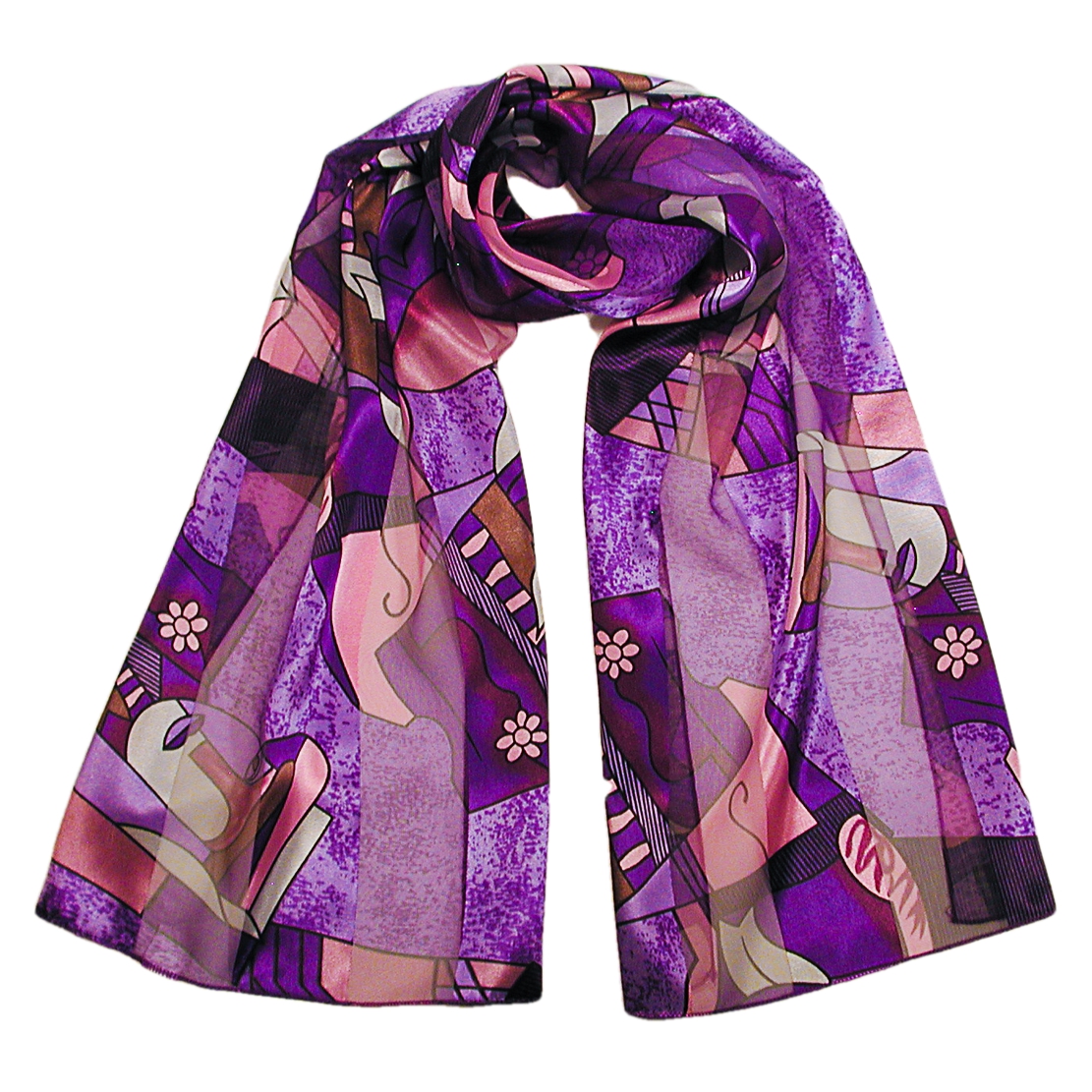 Picasso Long Silky Print Neck Scarf Wrap, a fashion accessorie - Evening Elegance