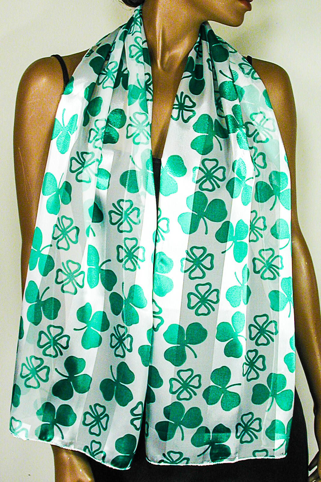 Shamrocks Long Silky Scarf, a fashion accessorie - Evening Elegance