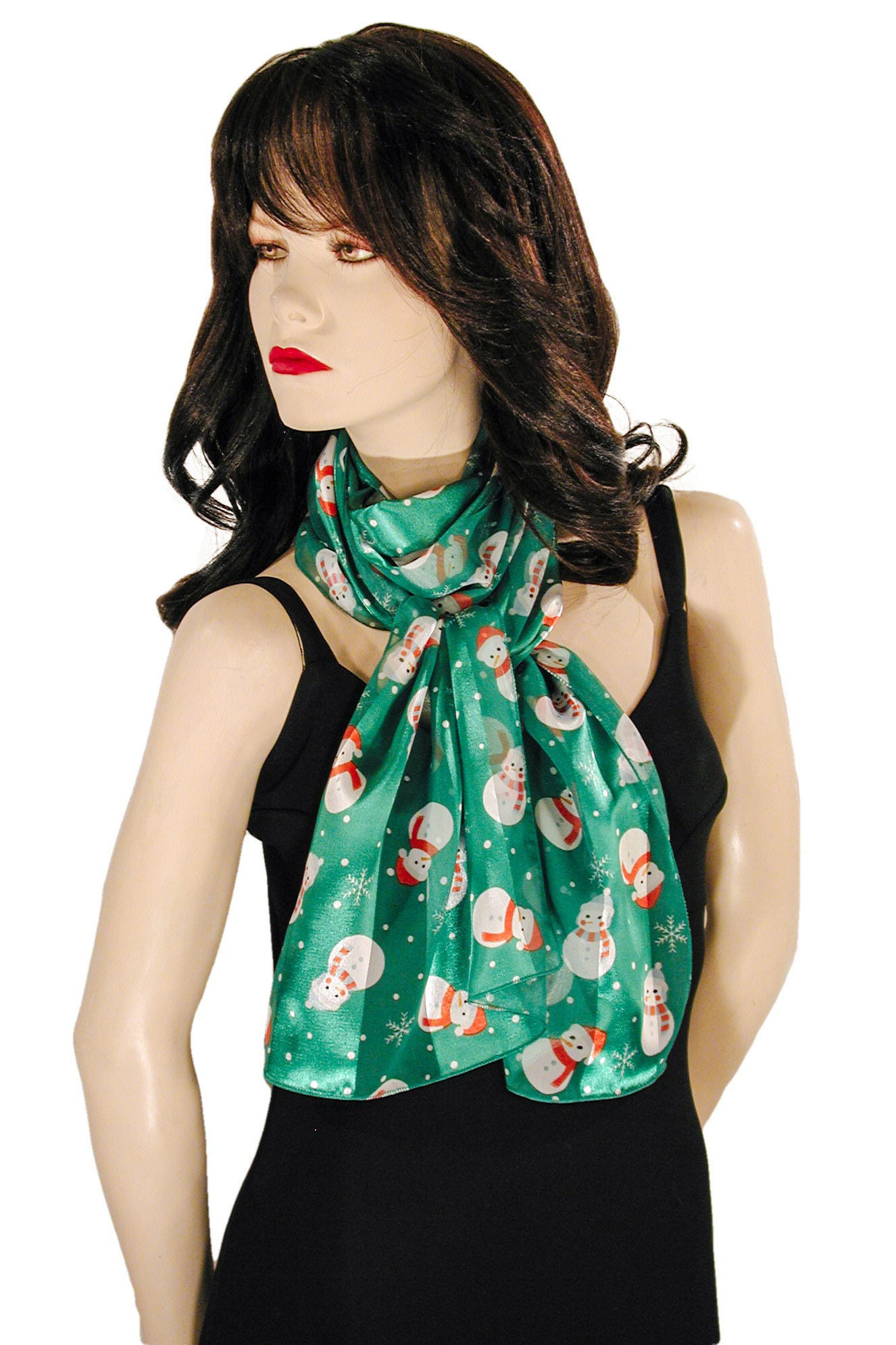  Snowmen and Snowflakes Christmas Holiday Long Silky Neck Scarf, a fashion accessorie - Evening Elegance