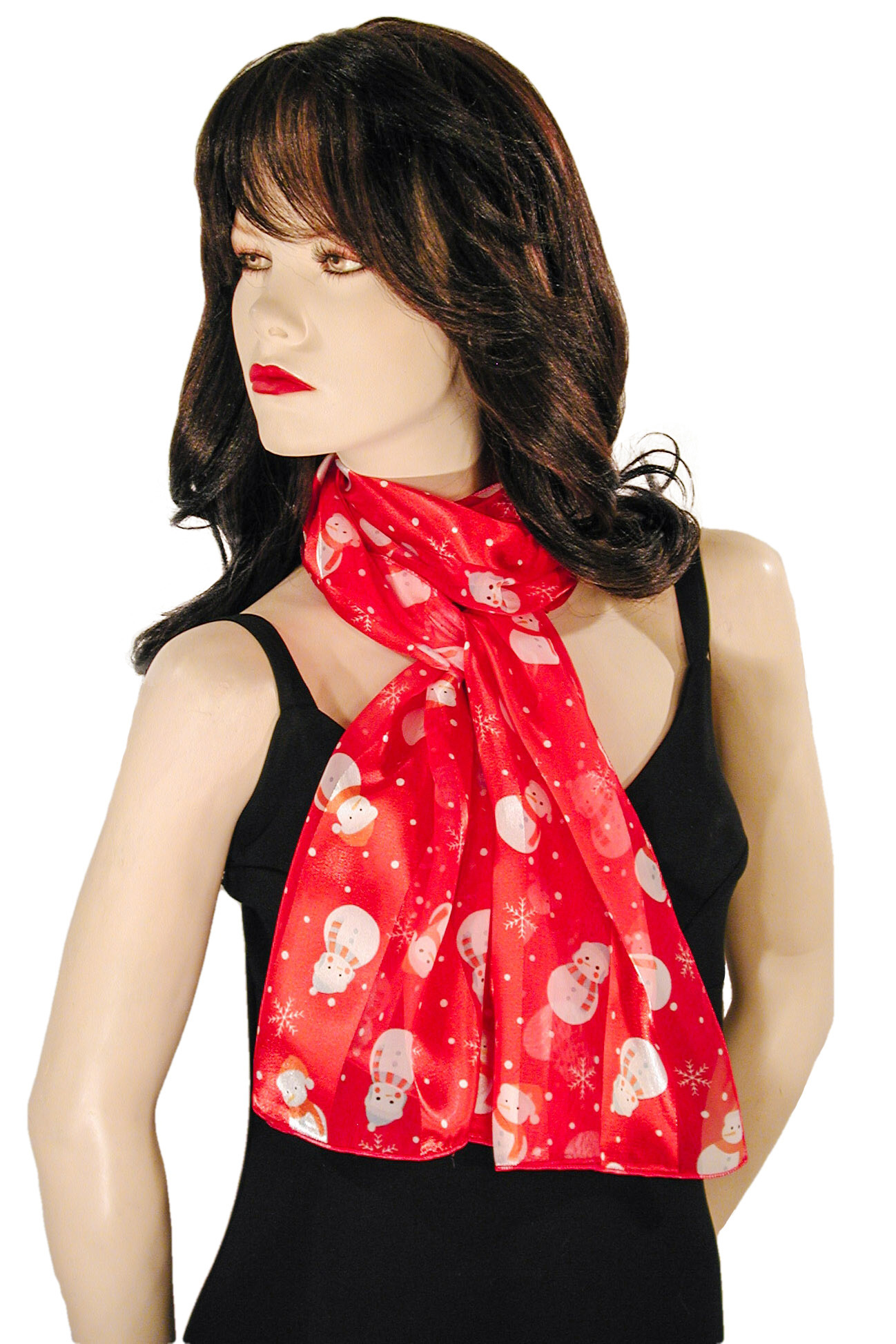  Snowmen and Snowflakes Christmas Holiday Long Silky Neck Scarf, a fashion accessorie - Evening Elegance