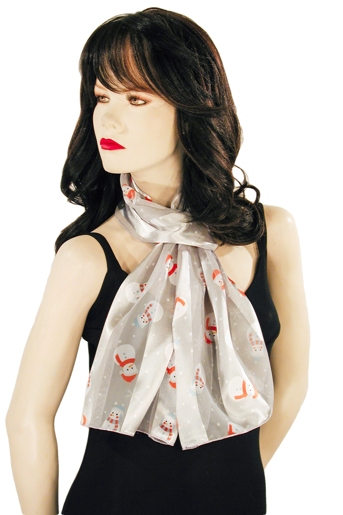  Snowmen and Snowflakes Christmas Holiday Long Silky Neck Scarf, a fashion accessorie - Evening Elegance