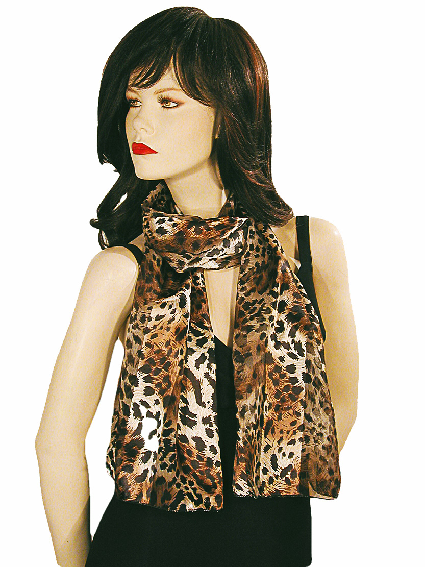 Cheetah Animal Print Long Silky Scarf, a fashion accessorie - Evening Elegance