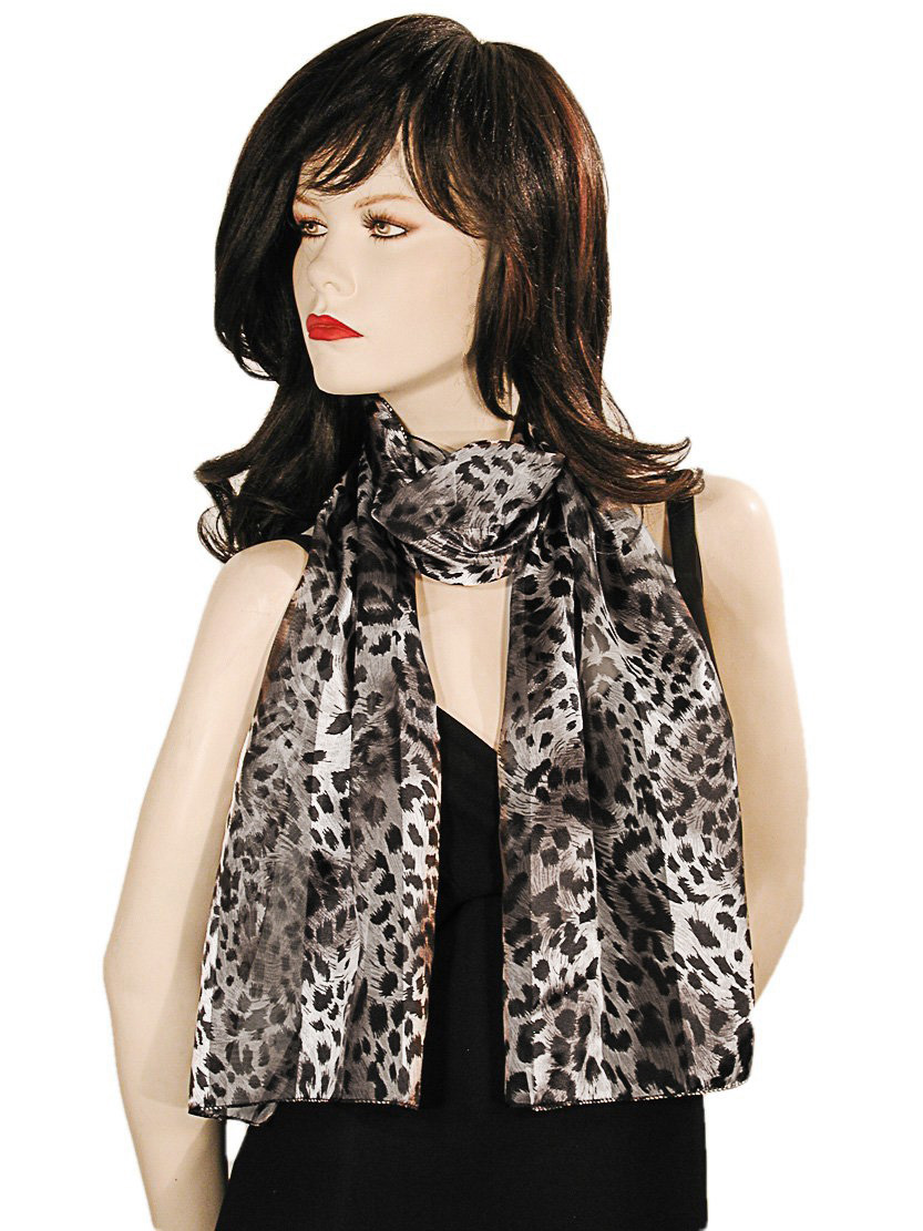 Cheetah Animal Print Long Silky Scarf, a fashion accessorie - Evening Elegance