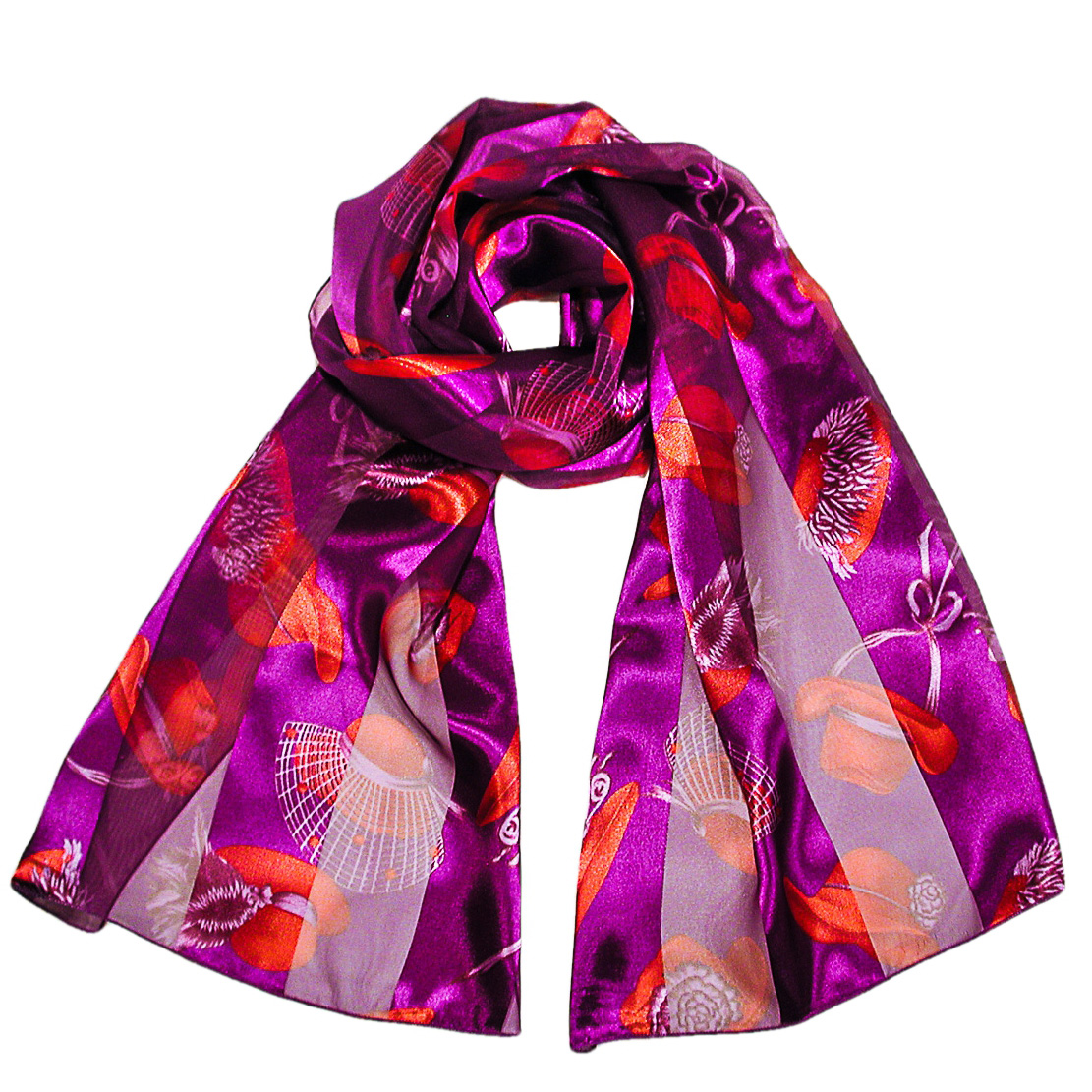 Red Hat Society Long Silky Neck Scarf, a fashion accessorie - Evening Elegance