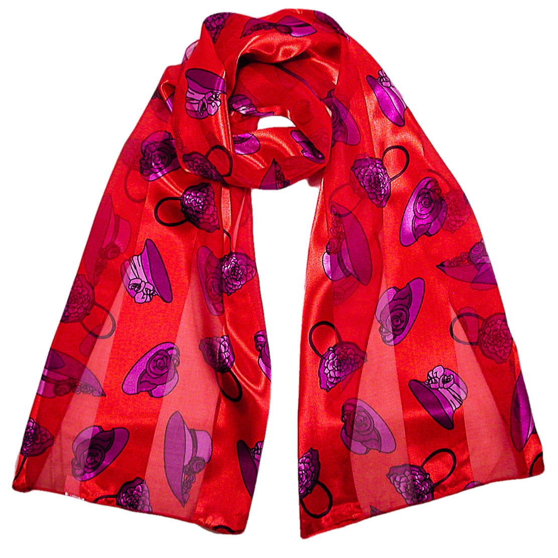 Red Hat Society Long Silky Neck Scarf, a fashion accessorie - Evening Elegance