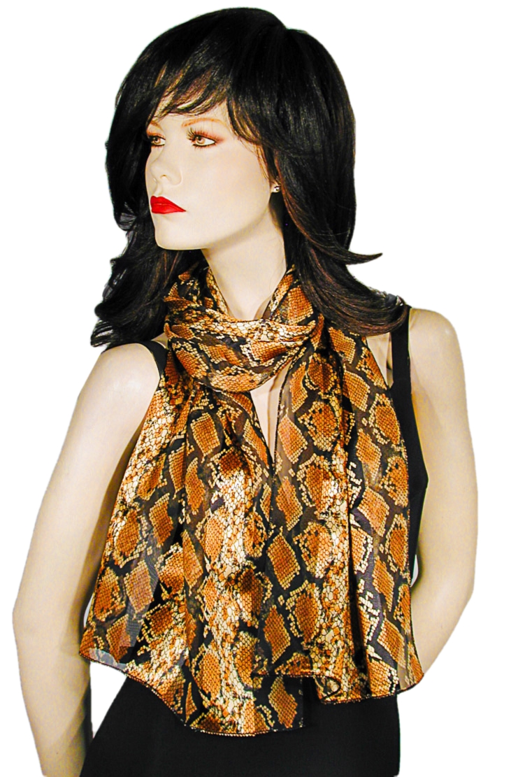 Python Animal Print Long Silky Scarf, a fashion accessorie - Evening Elegance